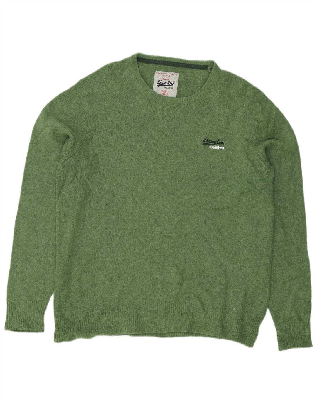 Suéter masculino Superdry com gola redonda e lã de carneiro verde grande