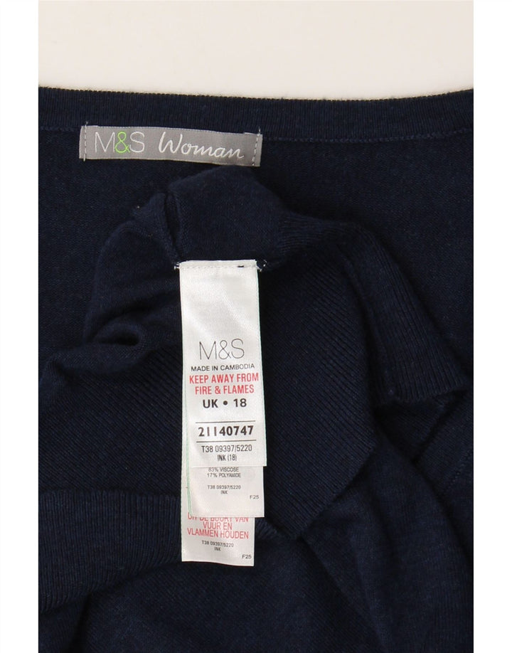 Suéter cardigã feminino Marks & Spencer UK 18 XL azul marinho viscose