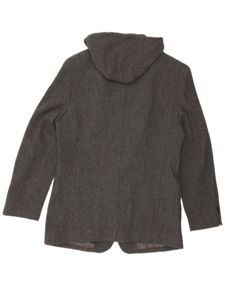 Jaqueta blazer masculina Zara com capuz de 4 botões Reino Unido 38 lã cinza médio