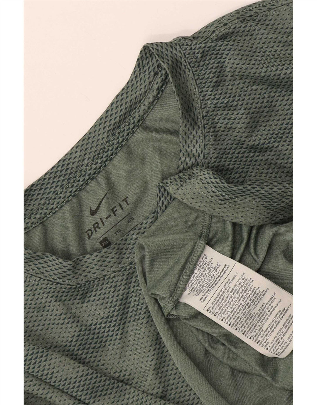 Nike Mens Dri Fit Camiseta Top 2XL Verde Camuflagem Poliéster