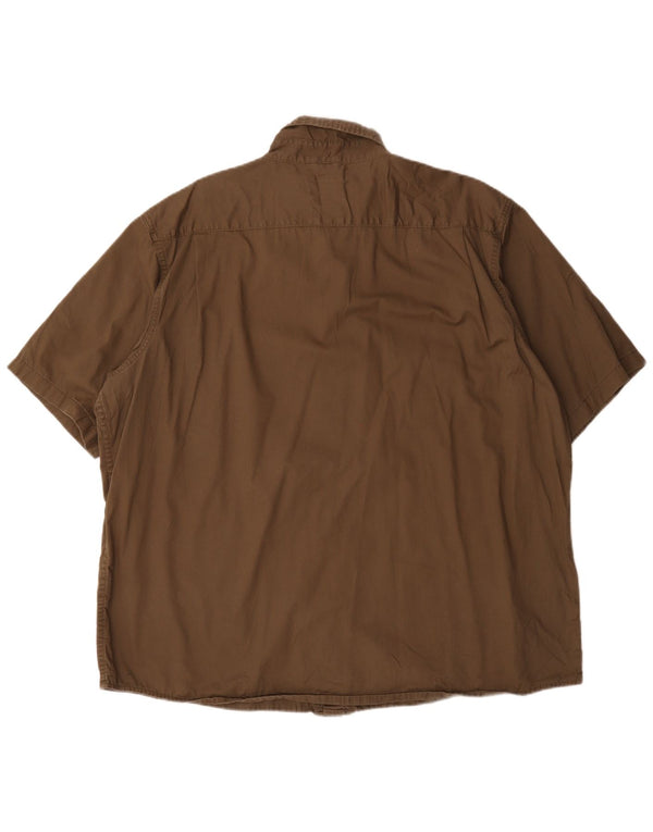 Camisa Wrangler masculina de manga curta 2XL algodão cáqui