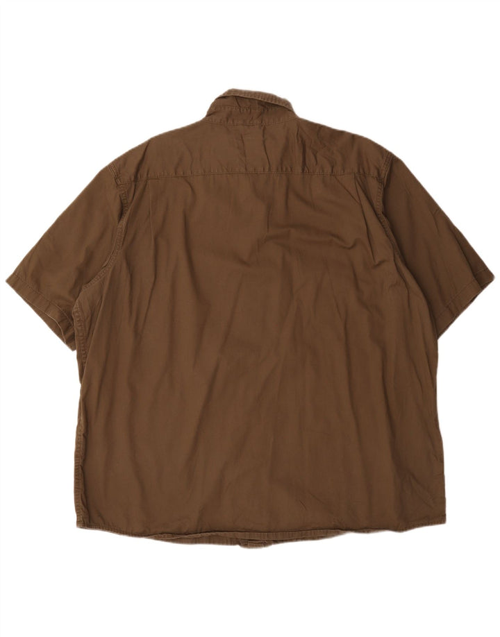 Camisa Wrangler masculina de manga curta 2XL algodão cáqui