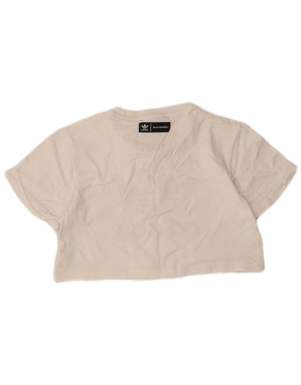 Camiseta Adidas Feminina Crop Graphic Top UK 6 XS Algodão Branco