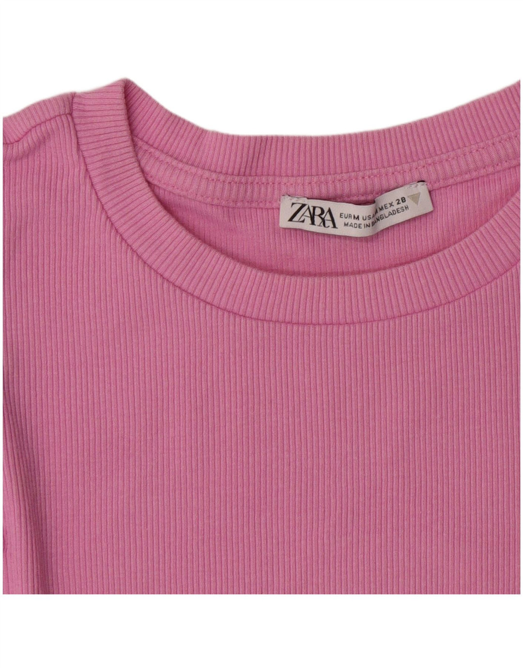 Camiseta feminina Zara Crop Top UK 12 rosa médio