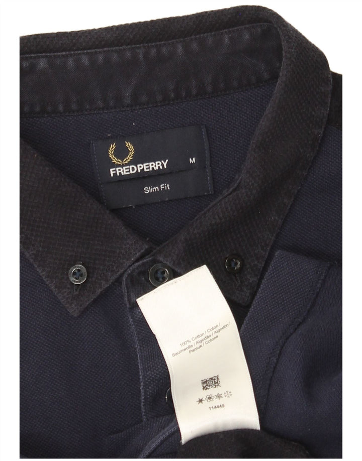 Camisa masculina Slim Fit Fred Perry de algodão azul marinho médio