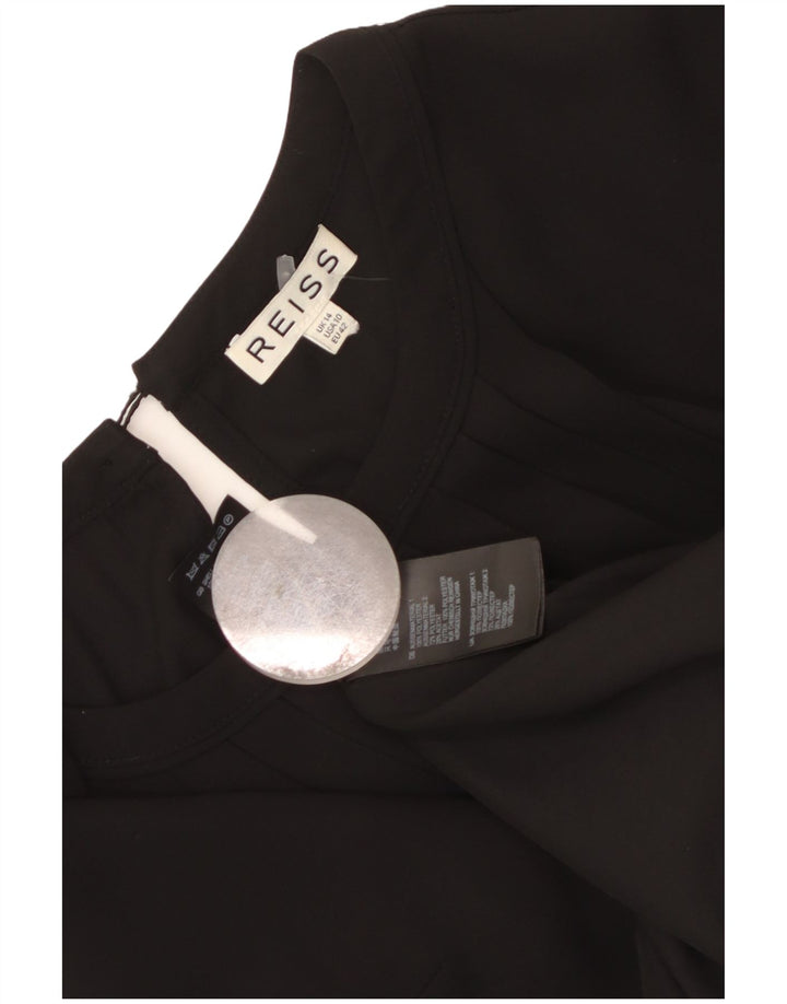 Vestido feminino Reiss A-Line UK 14 grande poliéster preto