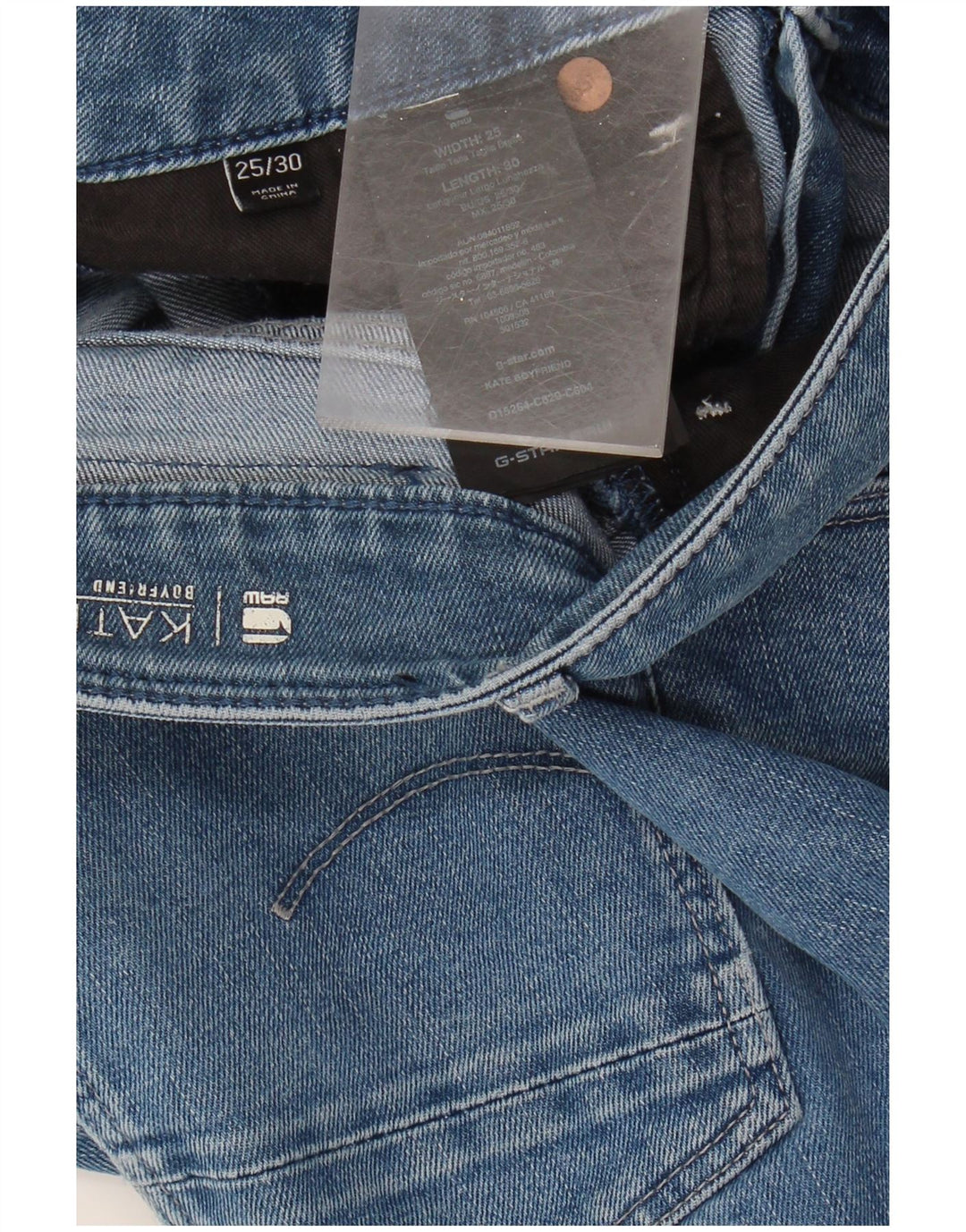 G-STAR feminino Kate Straight Jeans W25 L26 algodão azul