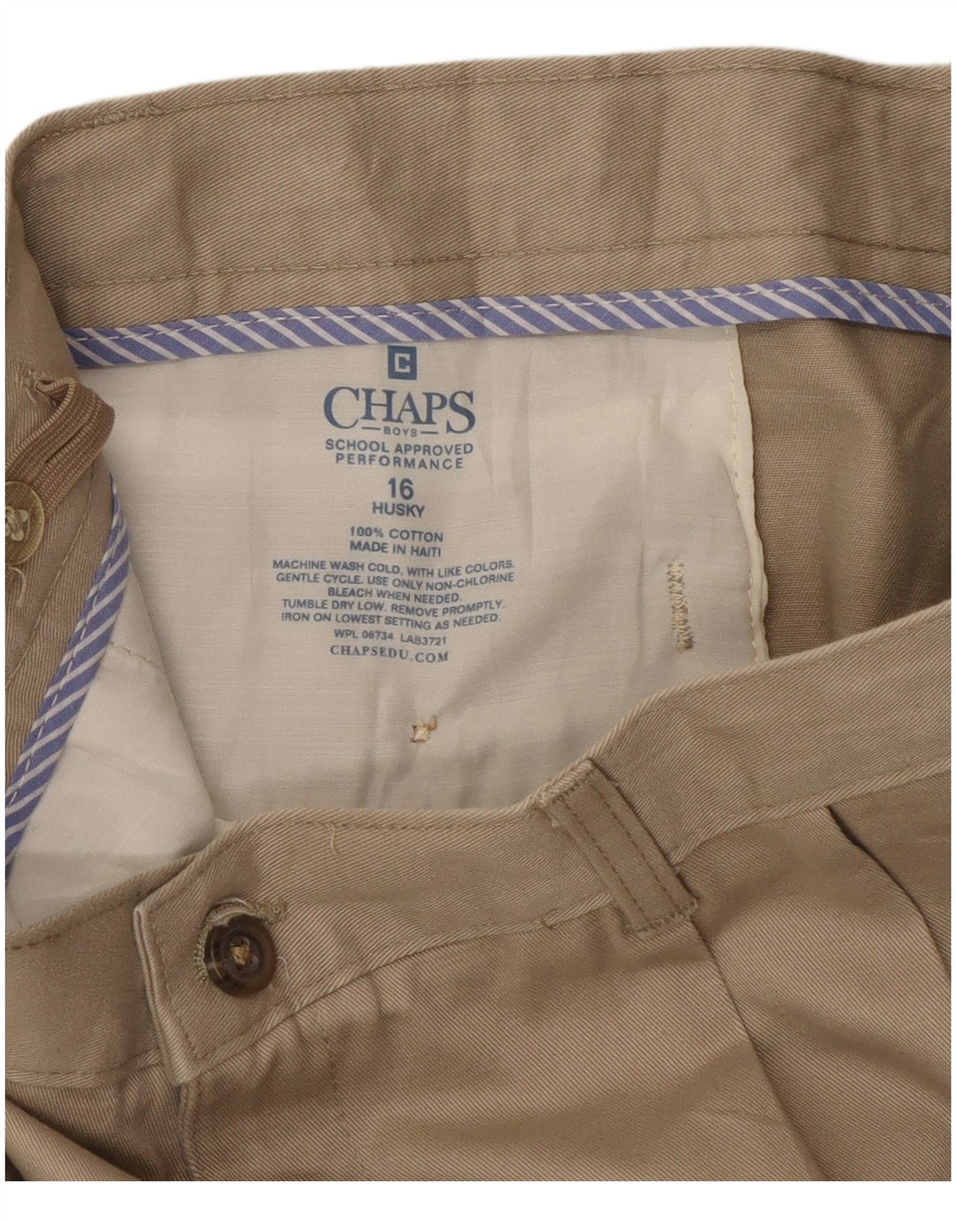 Calças Chino Chaps Boys Pegged 15-16 Anos W30 L28 Algodão Bege