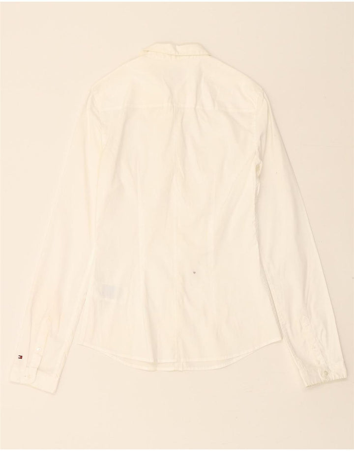 TOMMY HILFIGER Womens Slim Fit Shirt US 2 XS White Cotton Vintage Tommy Hilfiger and Second-Hand Tommy Hilfiger from Messina Hembry 