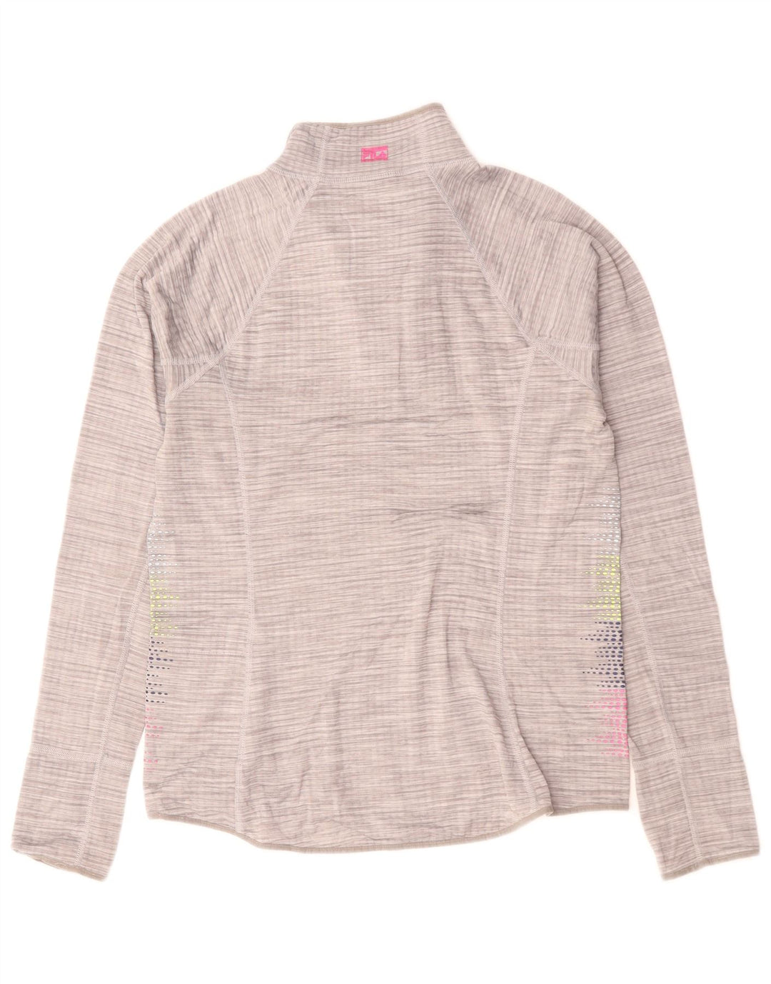 Fila Womens Zip Neck Pullover Treino Top UK 14 Medium Grey Flecked