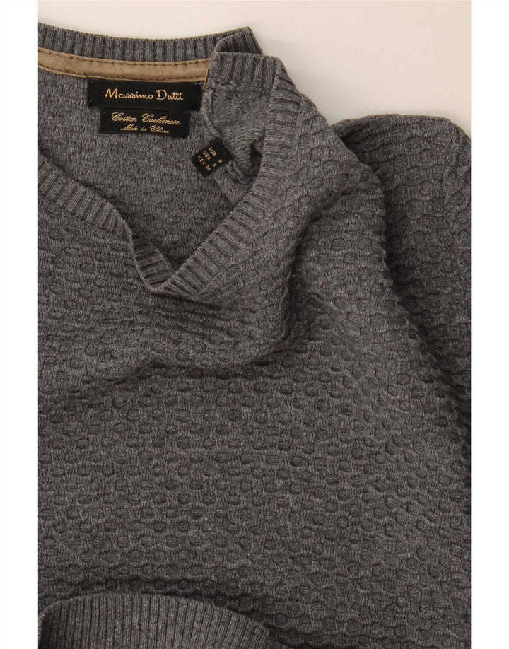Suéter masculino Massimo Dutti com gola canoa e algodão cinza pequeno