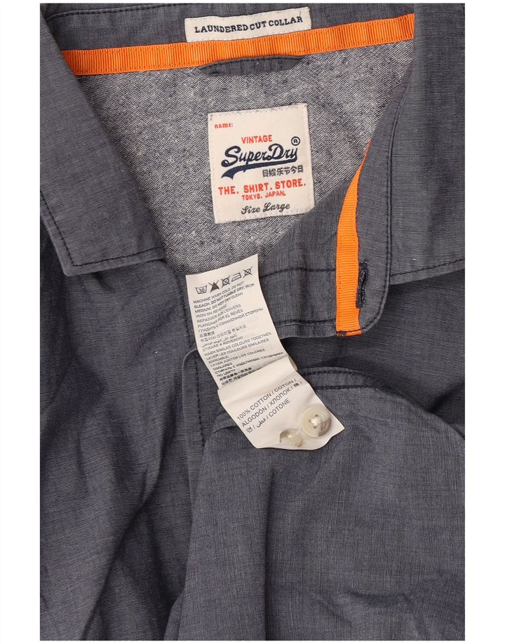 Camisa masculina Superdry grande algodão cinza