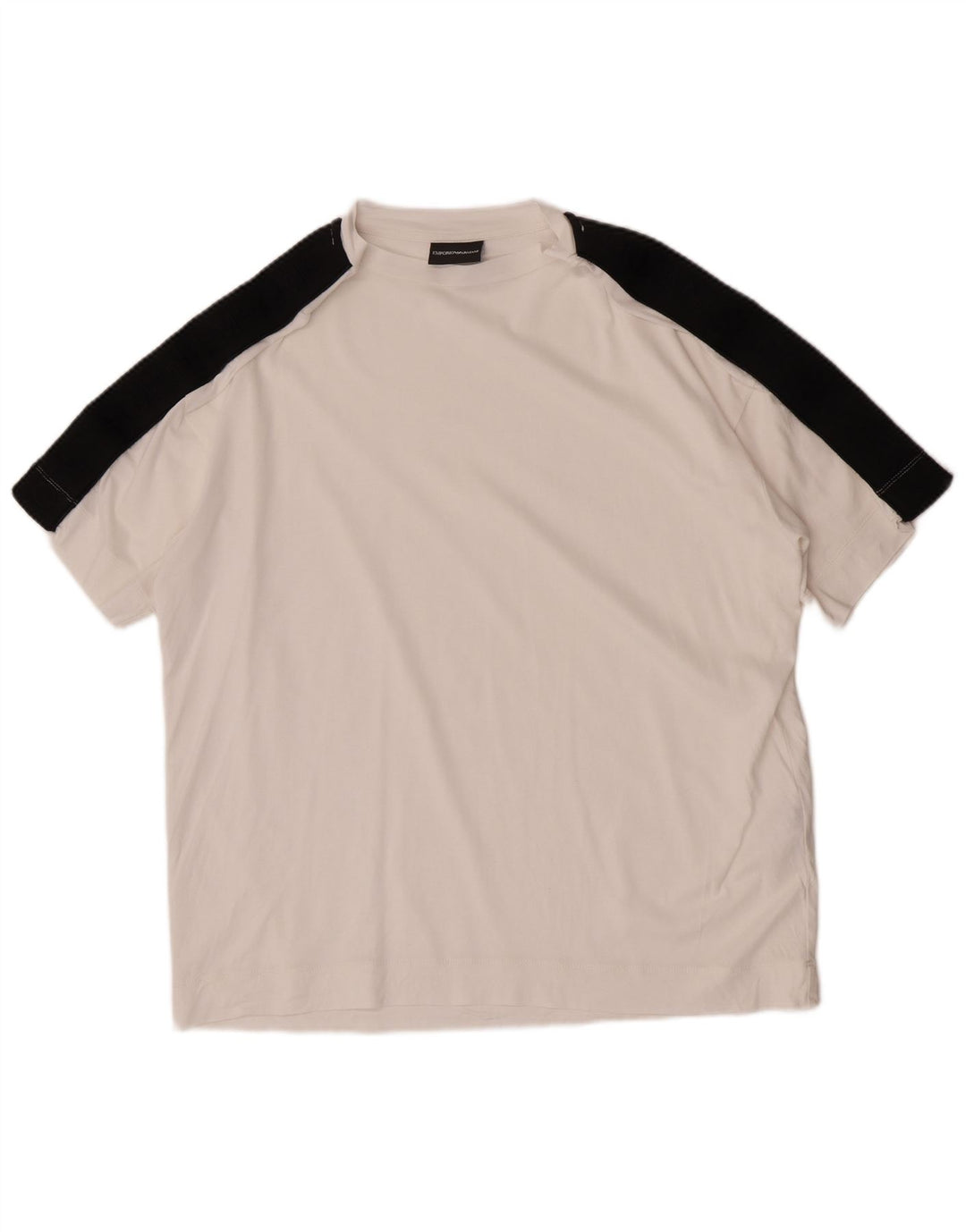 Camiseta masculina Emporio Armani Top médio branco Colourblock Lyocell