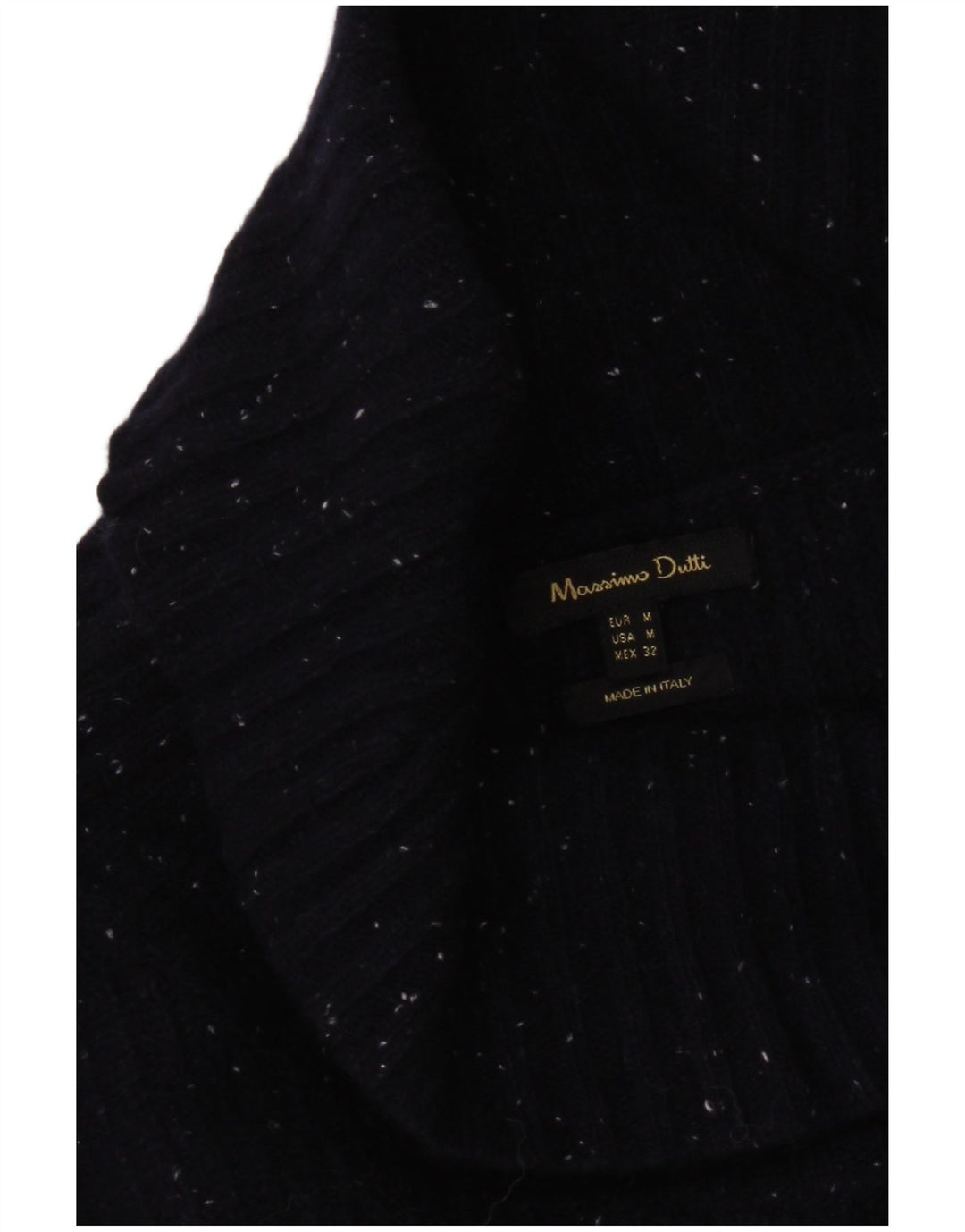 Suéter feminino Massimo Dutti manga 3/4 com gola redonda Reino Unido 14 azul marinho médio