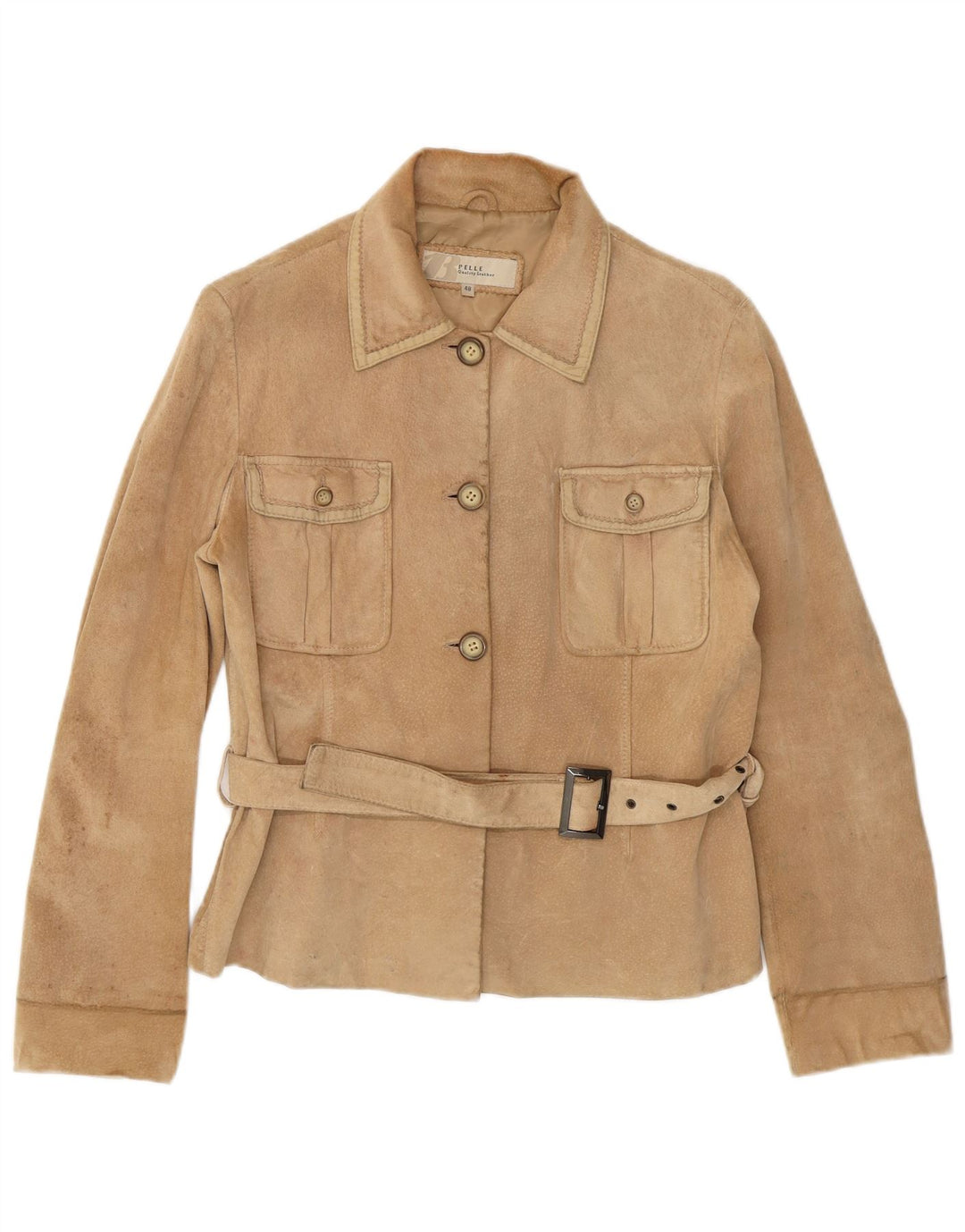 Jaqueta feminina vintage de camurça IT 48 XL couro bege