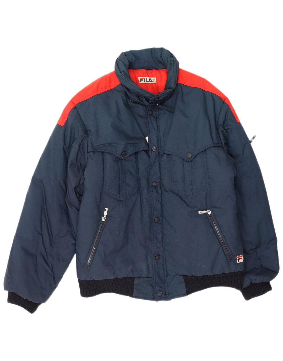 Jaqueta acolchoada masculina Fila IT 52 XL azul marinho Colourblock poliamida