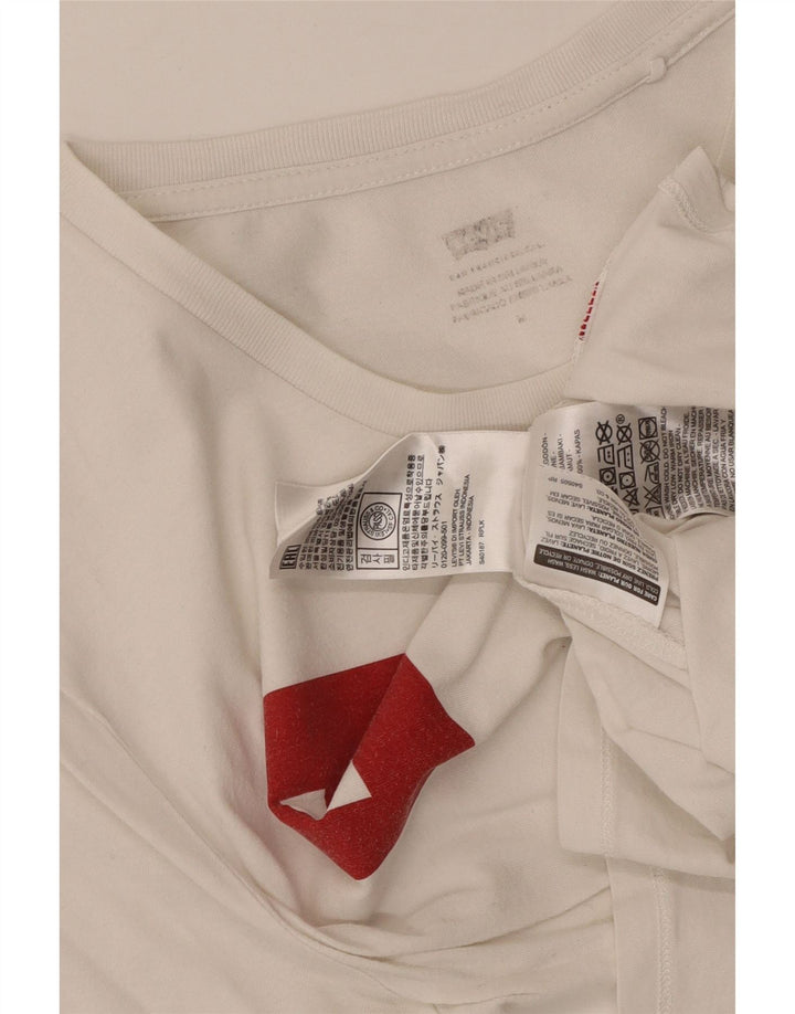 Camiseta feminina gráfica Levi's Top UK 12 algodão branco médio