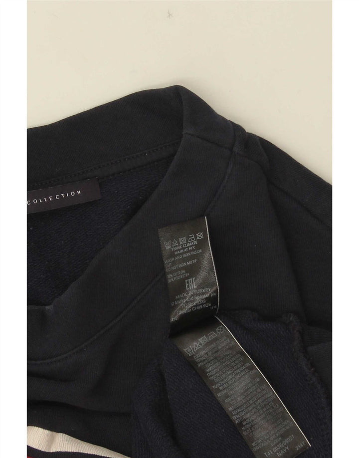 Suéter gráfico feminino Marks & Spencer Reino Unido 14 médio azul marinho