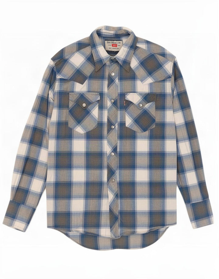Camisa masculina Levi's de algodão xadrez azul médio