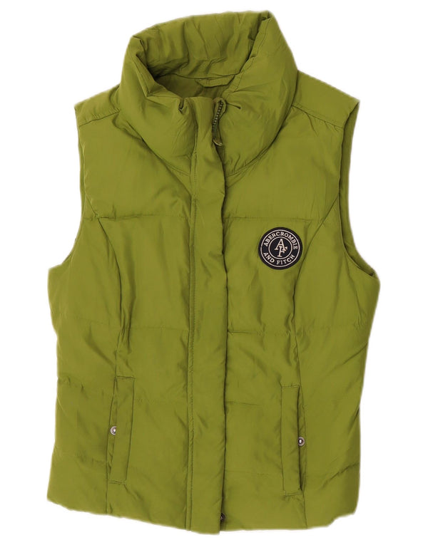 Colete acolchoado feminino Abercrombie & Fitch UK 12 poliéster verde médio