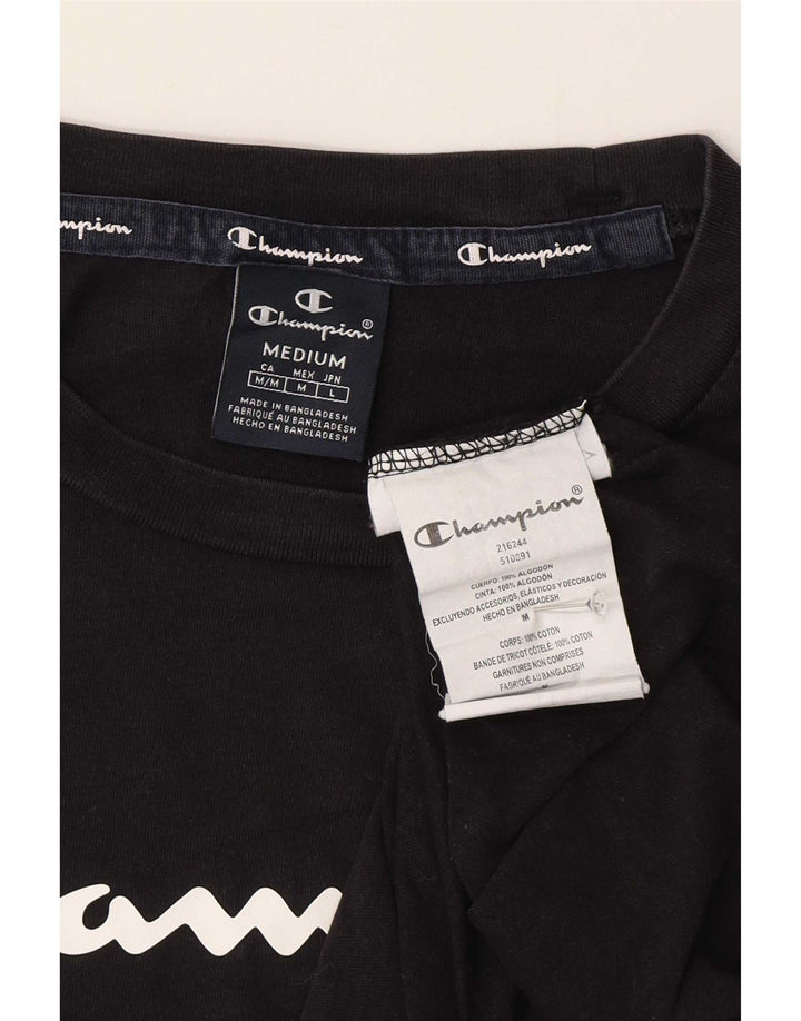 Camiseta gráfica masculina Champion de algodão preto médio