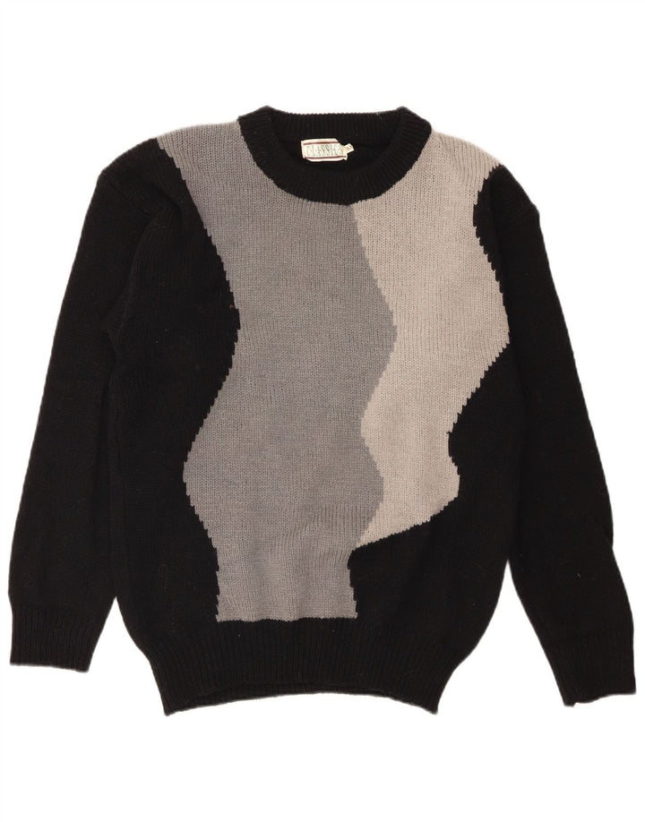 Suéter feminino Classics com gola redonda UK 14 bloco colorido preto médio