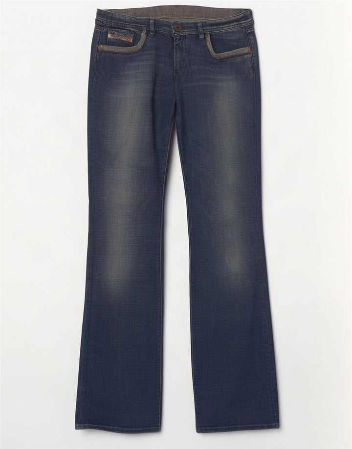 Jeans feminino Diesel Bootcut desgastado Reino Unido 16 grande W32 L33 azul algodão