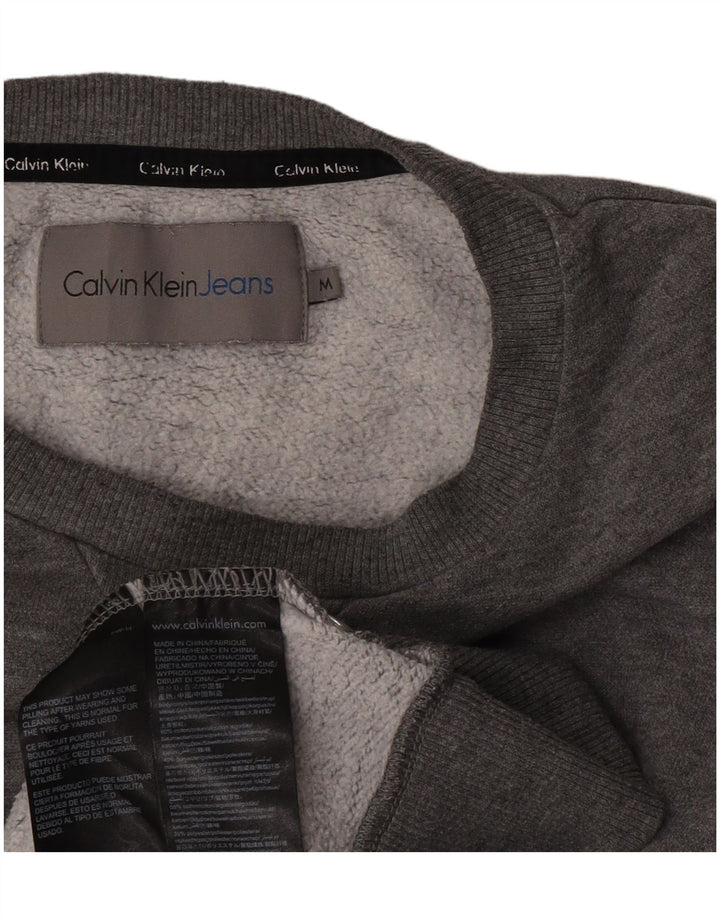 Calvin Klein Jeans Masculino moletom gráfico jumper médio cinza manchado