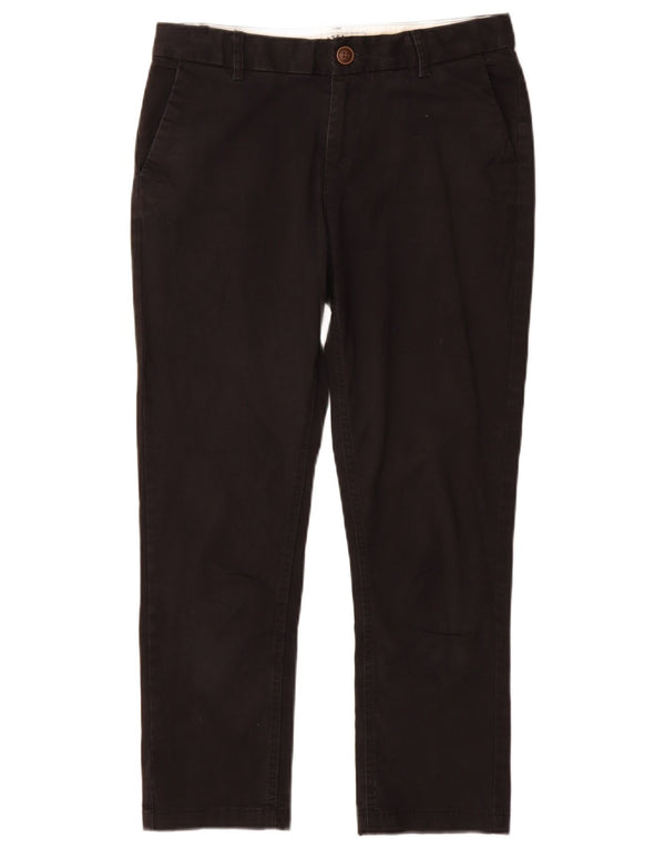 Calça chino feminina reta FAT FACE UK 10 pequena W28 L26 algodão preto