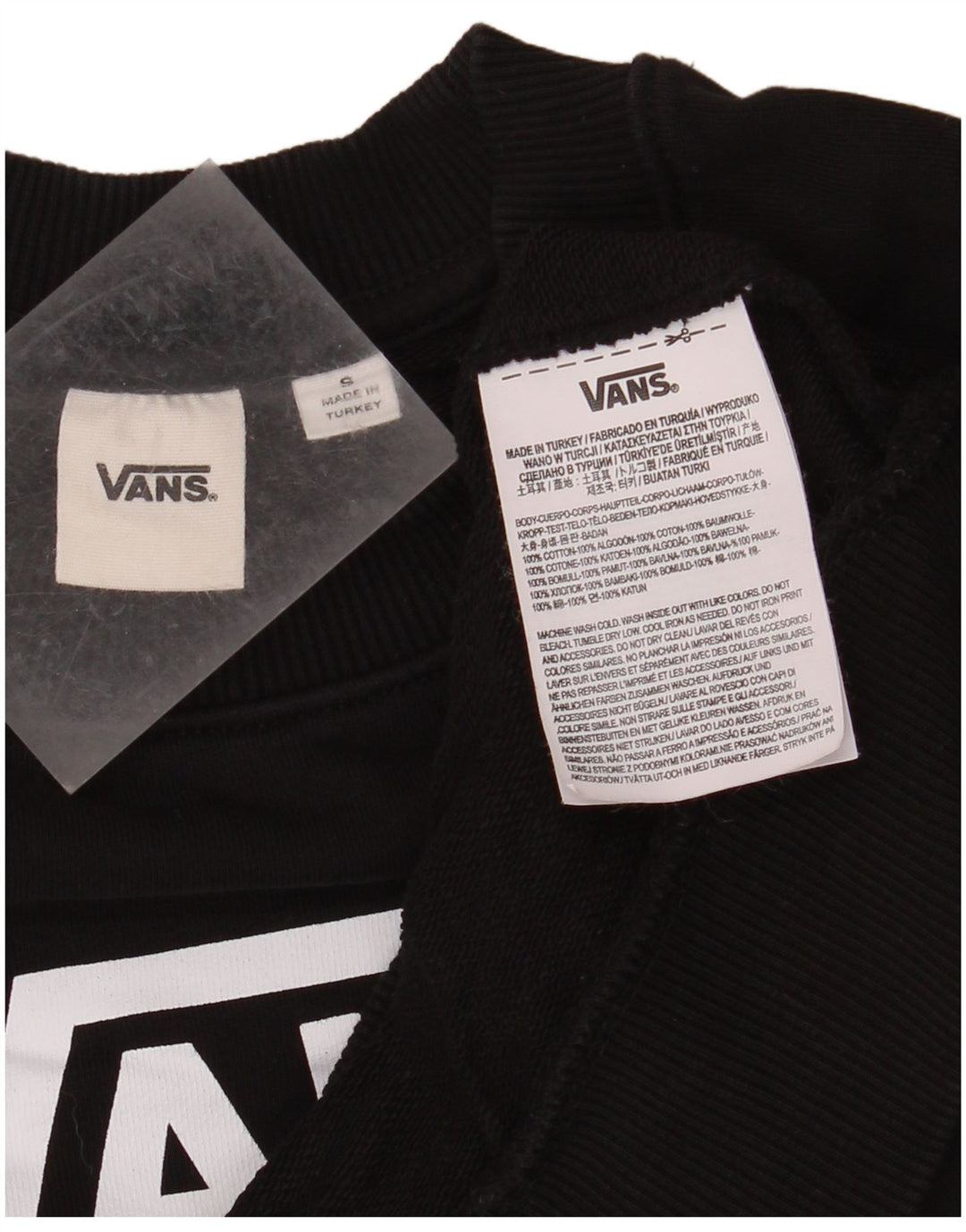 VANS Womens Oversized Crop Graphic Moletom Jumper Reino Unido 10 Pequeno Preto