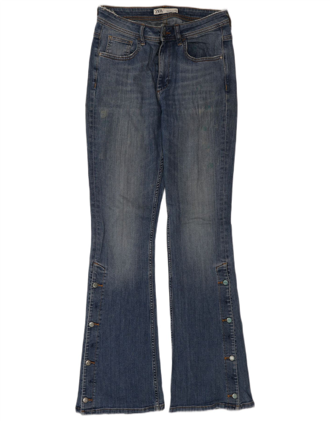 Zara Jeans feminino queimado EU 38 pequeno W28 L32 azul