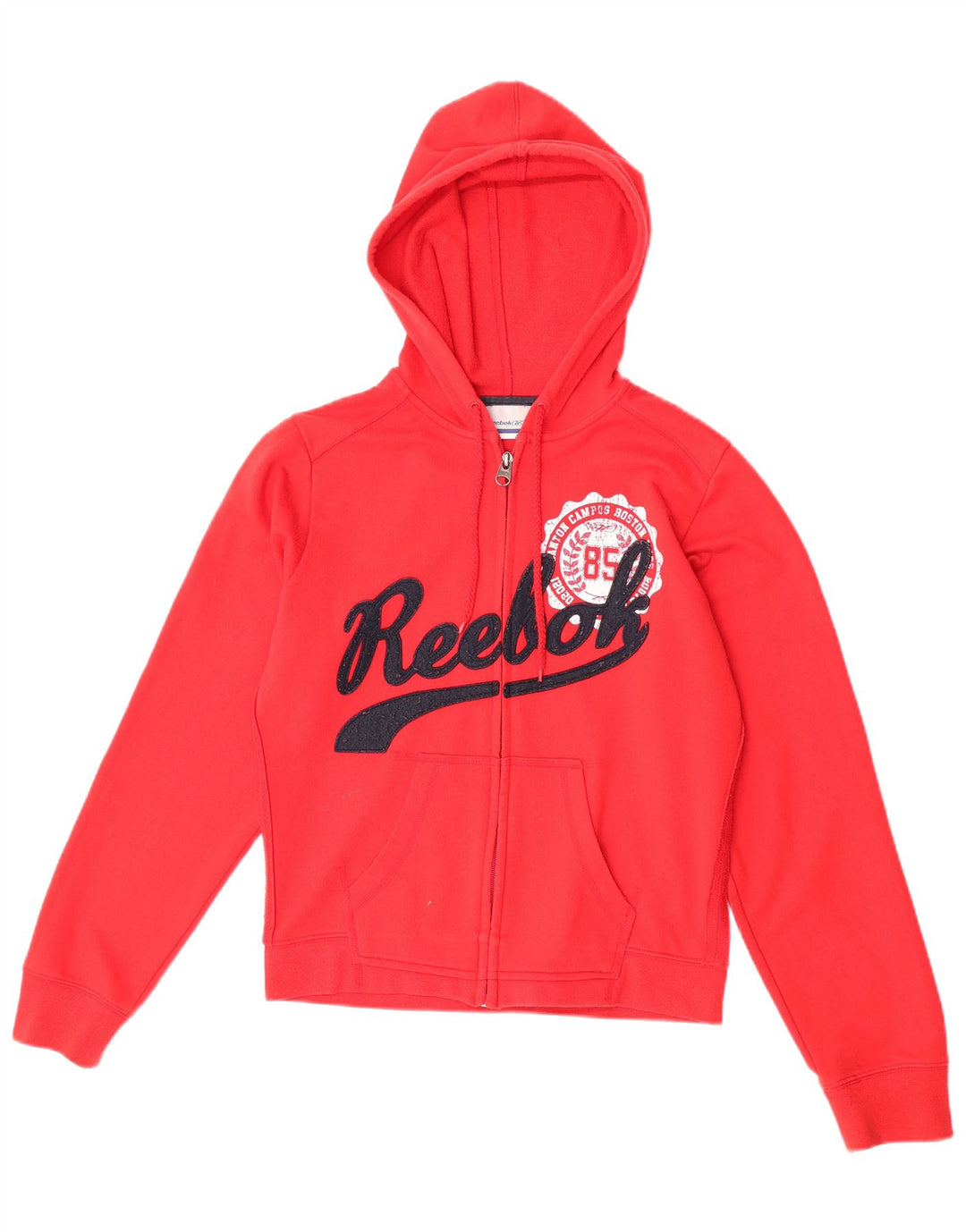Suéter Reebok feminino com capuz e zíper gráfico UK 14 poliéster vermelho médio