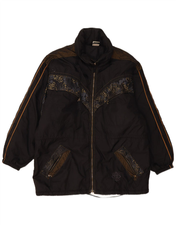 Jaqueta corta-vento masculina ativa UK 42 XL poliamida floral preta
