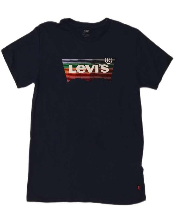 Camiseta gráfica masculina LEVI'S Top médio algodão azul marinho