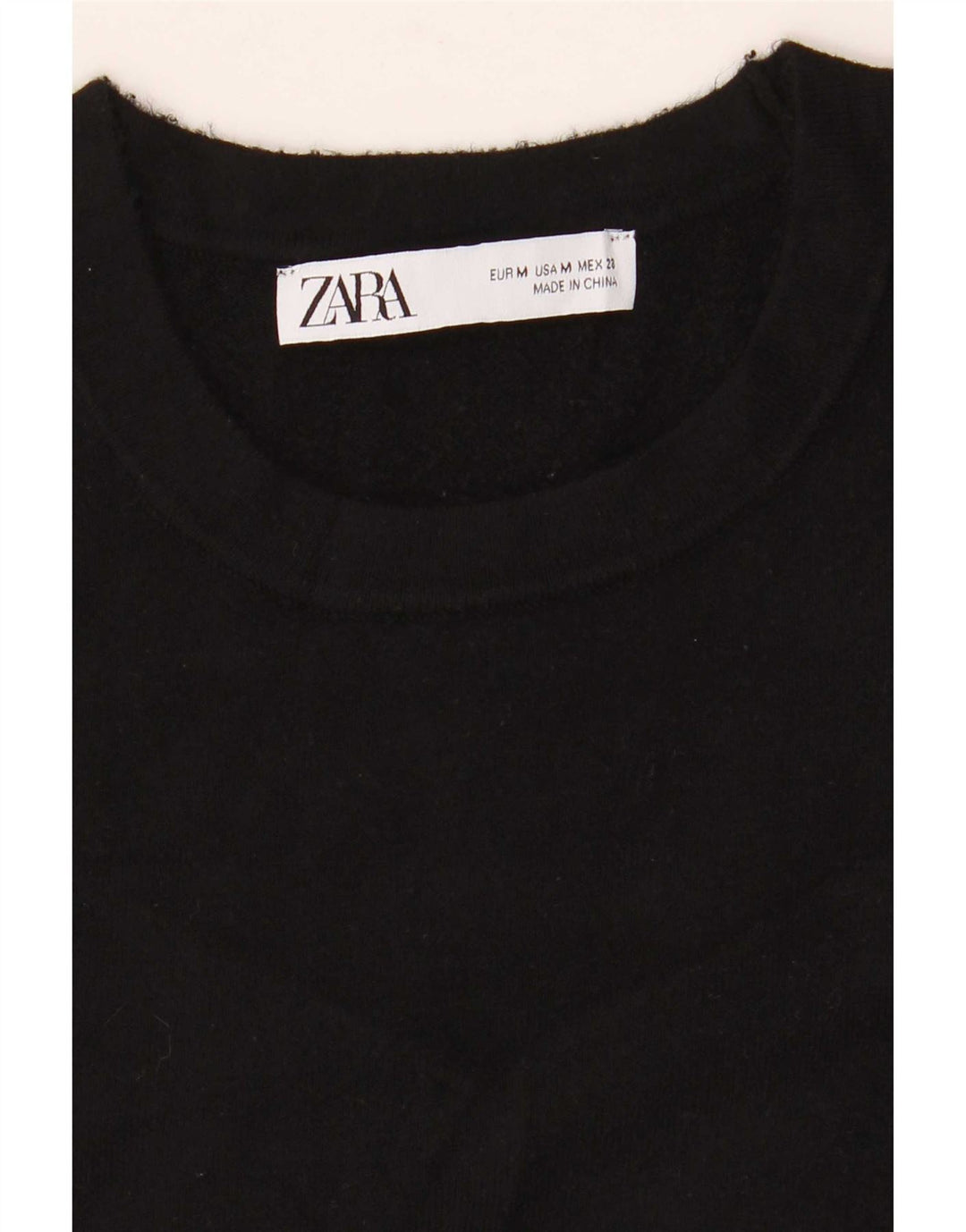 Zara Suéter feminino com gola redonda, Reino Unido 12 Médio Preto