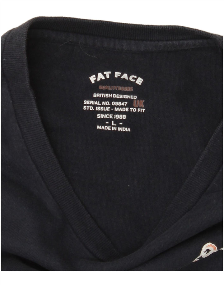 FAT FACE Mens Gráfico Top Manga Longa Grande Azul Marinho