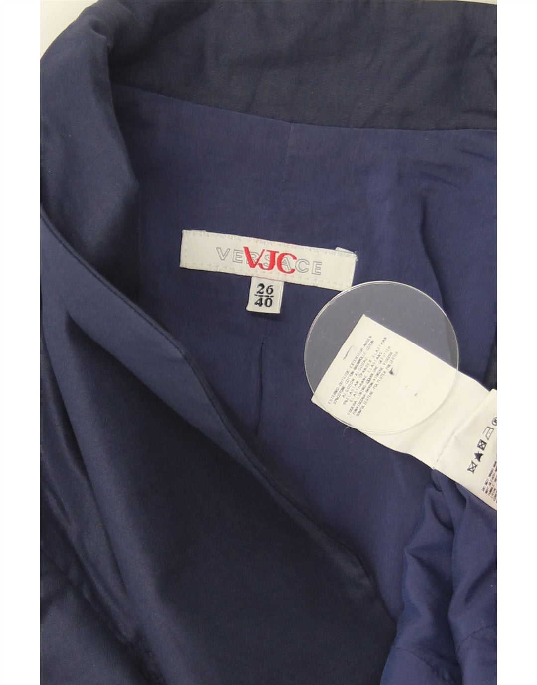 Jaqueta blazer feminina Versace com 1 botão IT 40 algodão azul marinho pequeno