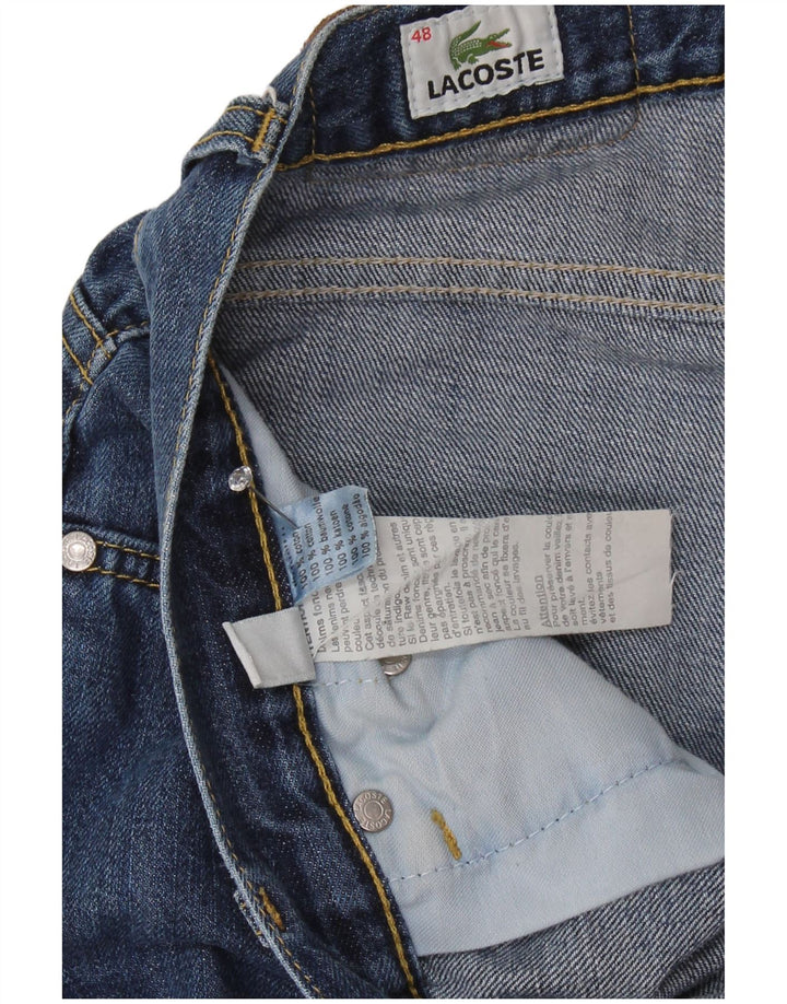 Jeans retos masculinos Lacoste tamanho 48 XL W36 L31 azul algodão