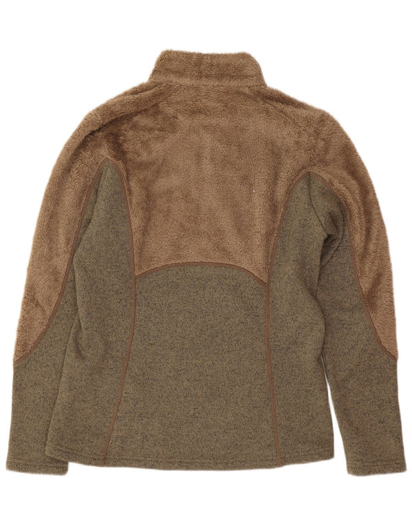 Suéter de lã feminino Columbia UK 12 médio marrom colorblock esportivo