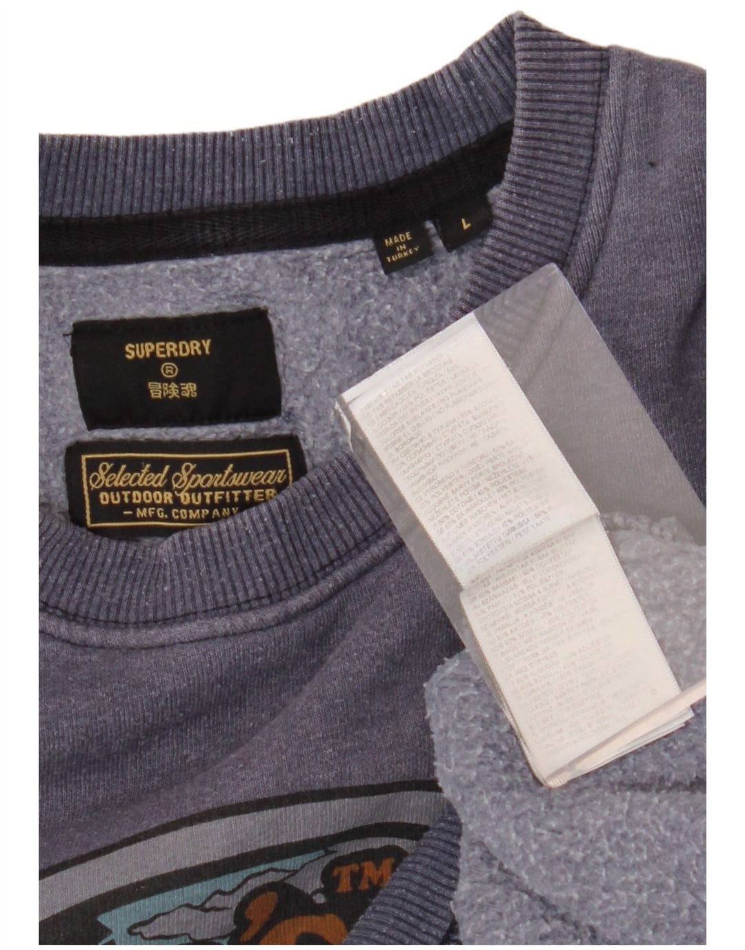 SUPERDRY moletom gráfico masculino jumper grande algodão azul marinho