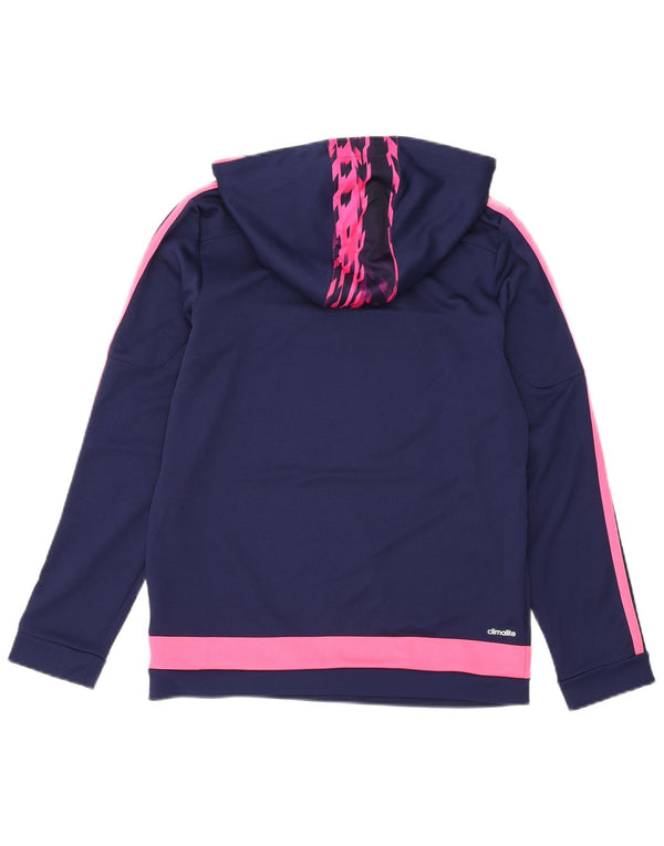 Adidas Feminino Climalite Hoodie Jumper UK 12/14 Médio Azul Marinho Colorblock