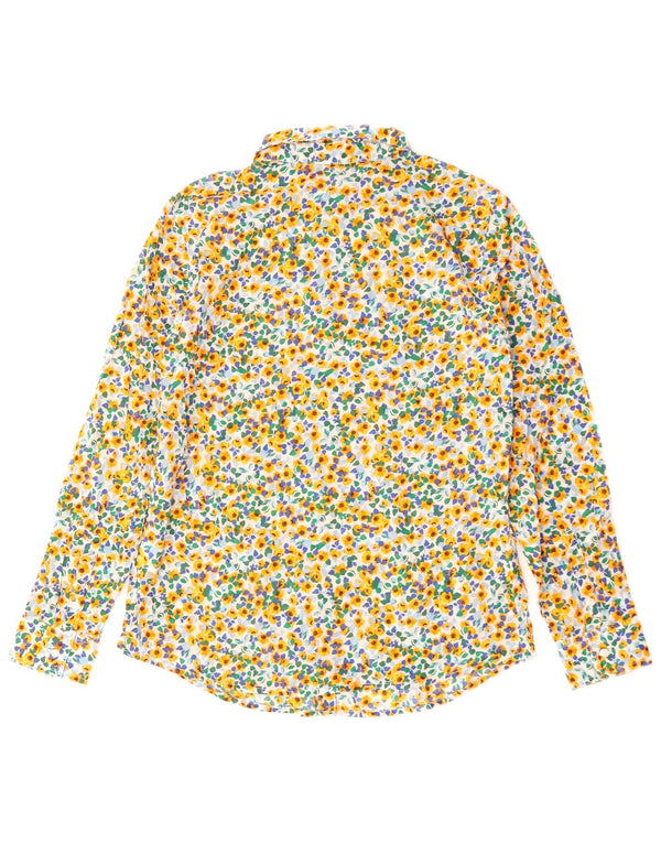 Camisa feminina BENETTON UK 10 pequena algodão floral multicolorido