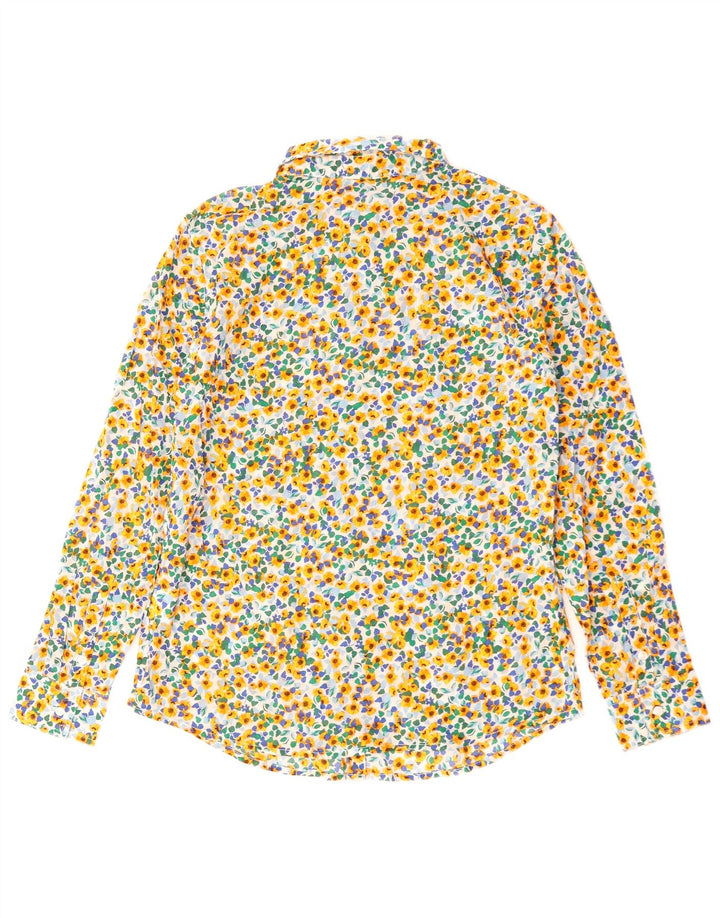 Camisa feminina BENETTON UK 10 pequena algodão floral multicolorido