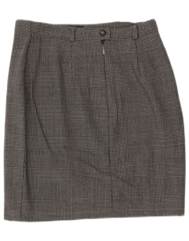 Saia lápis feminina de fim de semana MAX MARA Reino Unido 14 grande W29 xadrez cinza