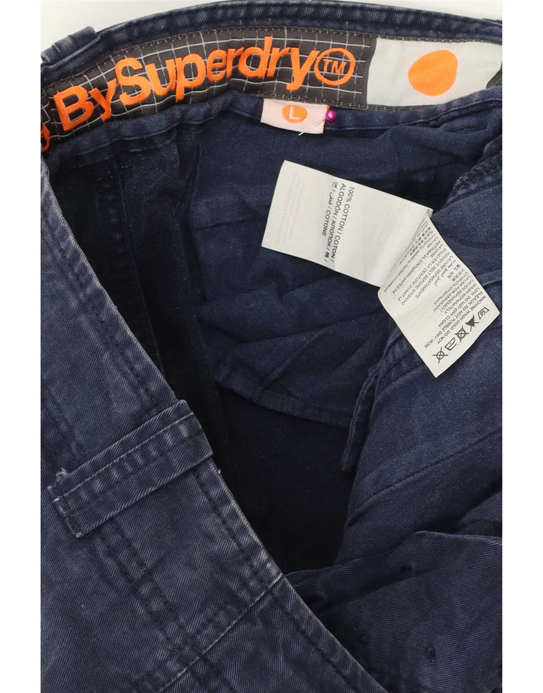 Superdry Mens Cargo Shorts Grande W34 Azul Marinho Algodão