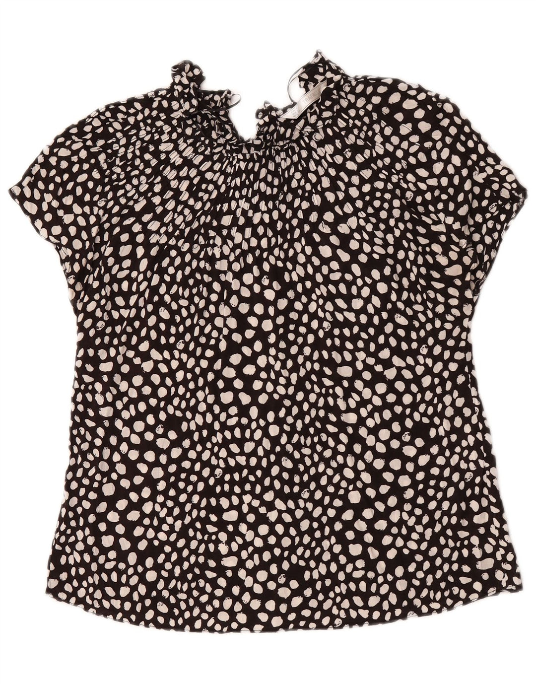 Blusa feminina Zara Top UK 10 pequena viscose manchada preta