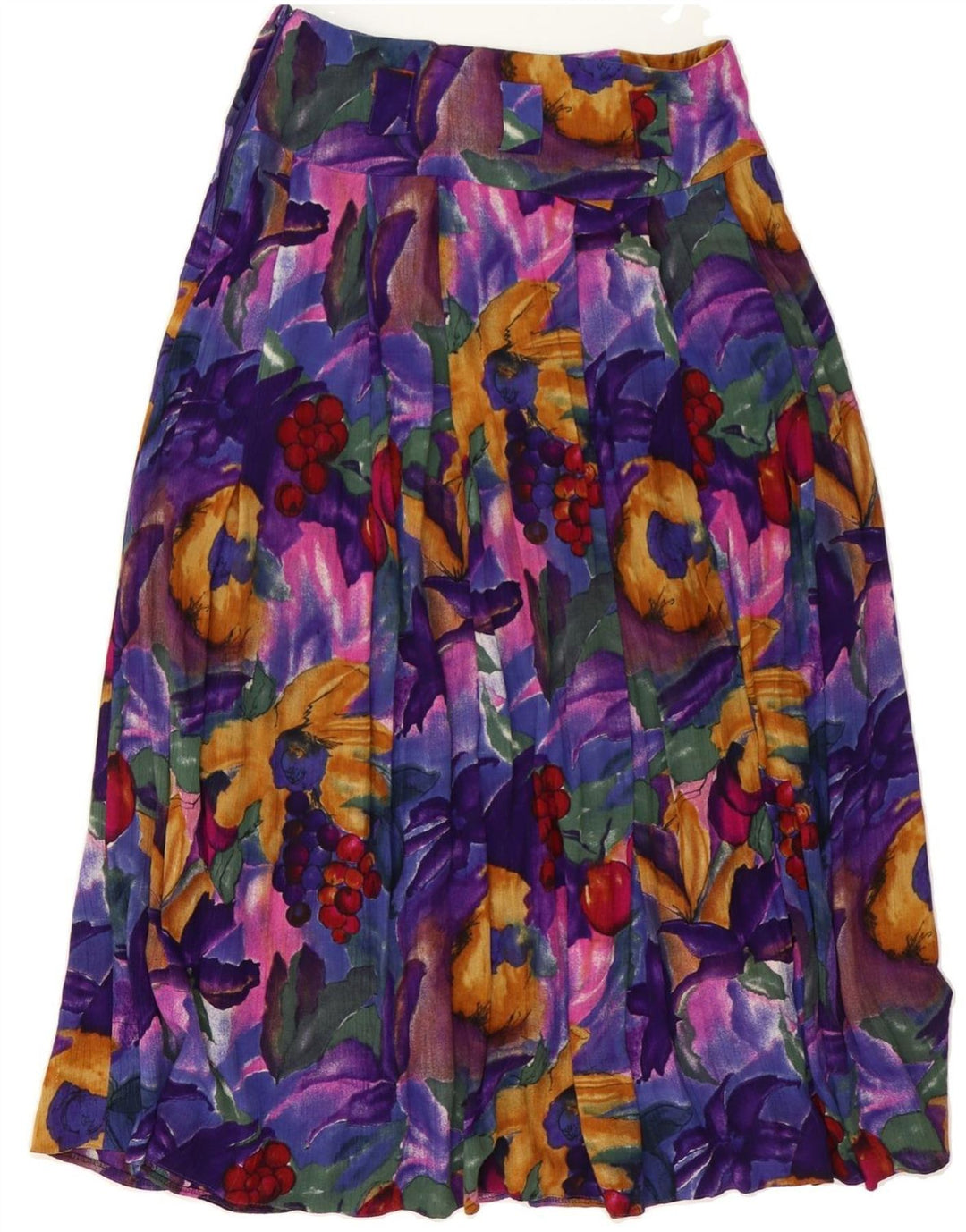 LIBRA Womens Pleated Skirt US 10 Large W32  Purple Floral Vintage Libra and Second-Hand Libra from Messina Hembry 