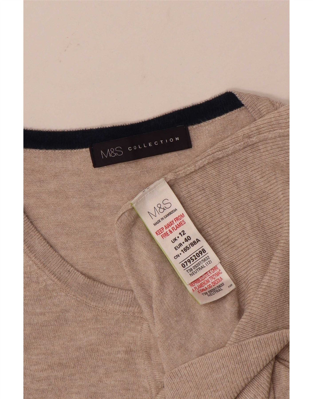 Suéter cardigã feminino Marks & Spencer Reino Unido 12 viscose bege médio