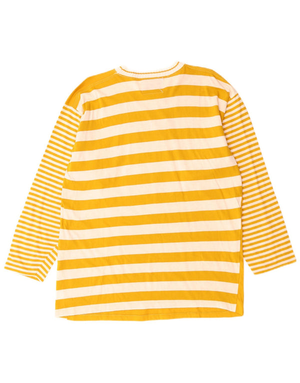 Top gráfico feminino Gymnasium manga comprida Reino Unido 16 grande algodão listrado amarelo