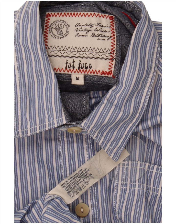 Camisa masculina Fat Face de algodão listrado azul médio